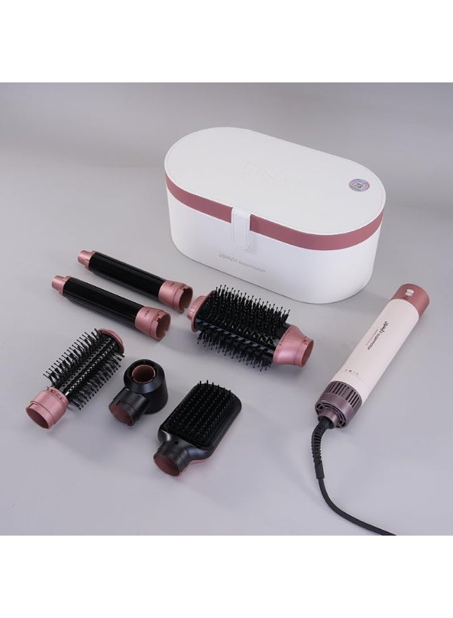 ENZO EN-4133-4  6-in-1 Hair Dryer Brush & Multi Styler – Ionic Hot Air Blow Dryer, Hair Straightener, Curler & Volumizing Brush – CeramicPink - Intl Version - Image 2