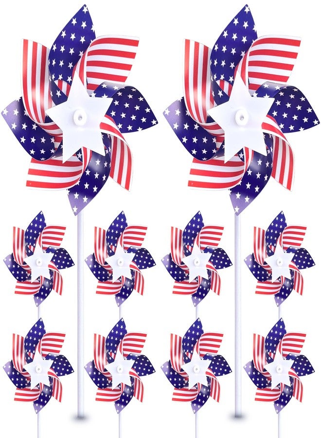 UOUYOO American Flag Patriotic Pinwheels 10 Pack pinwheels for Yard and Garden Red White and Blue Decorations Outdoor Decor Windmills for 4th of July Decorations - Image 1