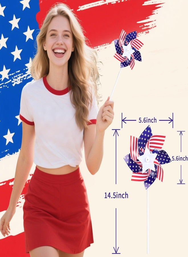 UOUYOO American Flag Patriotic Pinwheels 10 Pack pinwheels for Yard and Garden Red White and Blue Decorations Outdoor Decor Windmills for 4th of July Decorations - Image 4