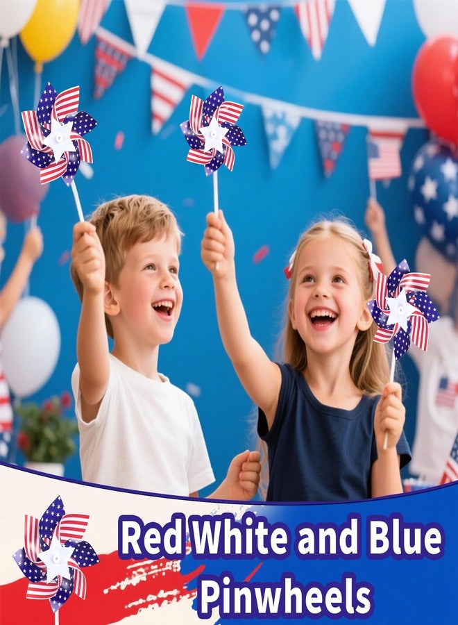 UOUYOO American Flag Patriotic Pinwheels 10 Pack pinwheels for Yard and Garden Red White and Blue Decorations Outdoor Decor Windmills for 4th of July Decorations - Image 3