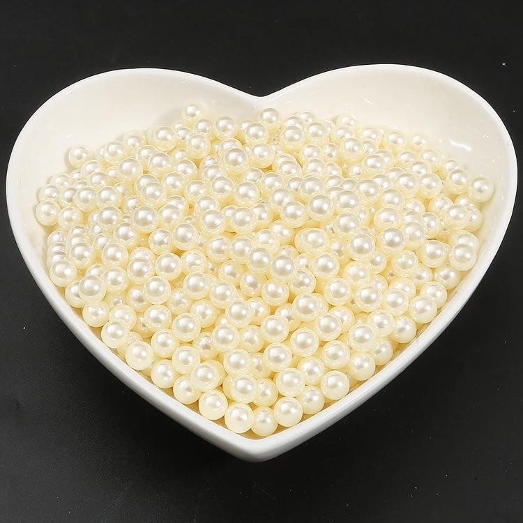 No hole imitation pearl creamy-white ABS color decorative pearl clothing accessories loose beads diy handmade jewelry accessories Beige