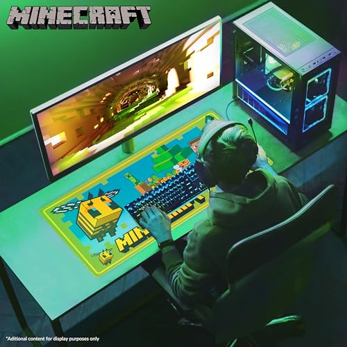 MINECRAFT وسادة مكتب ماينكرافت للأطفال والمراهقين، حصيرة ماوس غير قابلة للانزلاق 80 × 35 سم - هدايا للاعبين (أخضر) - Image 2