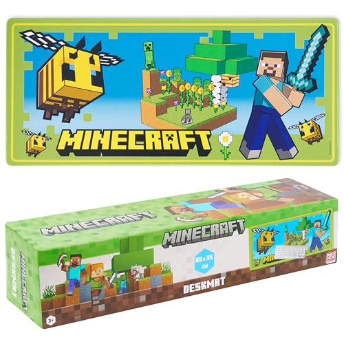 MINECRAFT وسادة مكتب ماينكرافت للأطفال والمراهقين، حصيرة ماوس غير قابلة للانزلاق 80 × 35 سم - هدايا للاعبين (أخضر) - Image 1