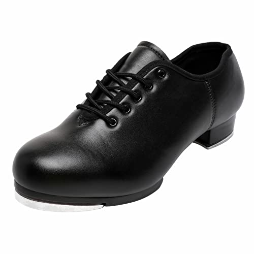 Bokimd Child Jazz Tap Shoes Split Sole Dance for Girls and Boys (Toddler/Little Kid/Big Kid) (4.5 Big Kid Black - Image 1