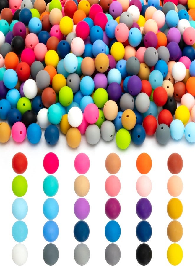 BESKIT 300 PCS 15mm Silicone Beads for Keychain, Bracelet, Necklace, and Pens Making 30 Colors Loose Round Silicone Beads Bulk for DIY Crafting - Image 1