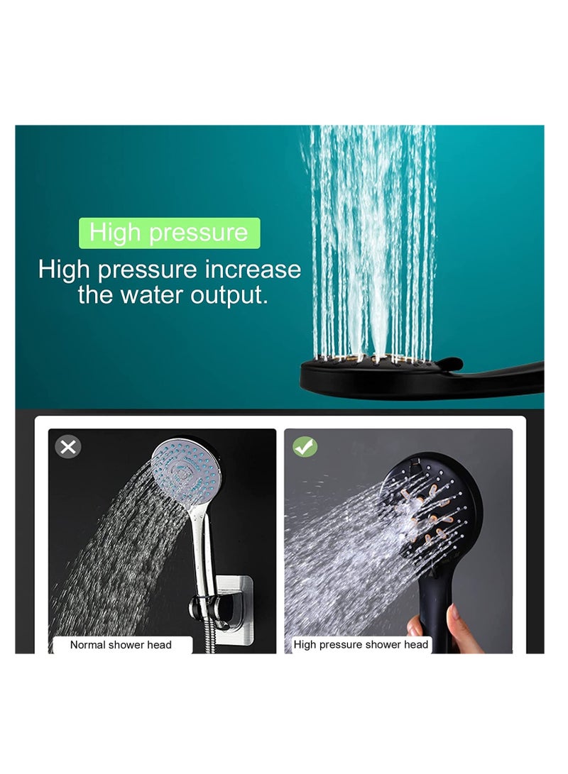 Handheld Shower Head Set, Stainless Steel Bath Showerheads, Shower Heads High Pressure With 6 Function Setting, Multi-functions, Shower Head Holder, 9.8Inch Shower sprinkler  - Image 4