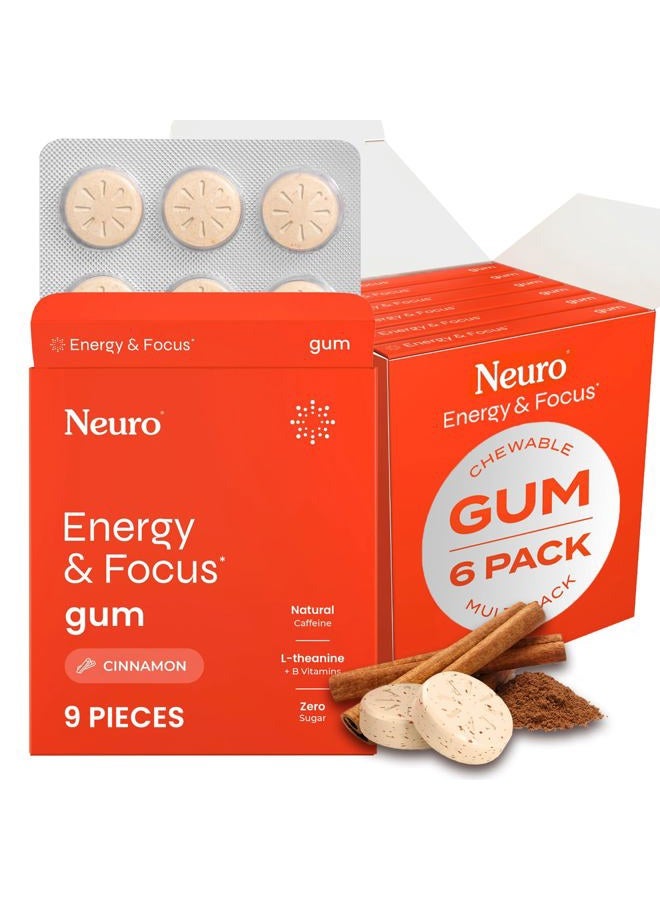 Neuro (عبوة من 6) طاقة وتركيز قرفة، نيرو غم، كل عبوة تحتوي على 9 قطع - Image 1