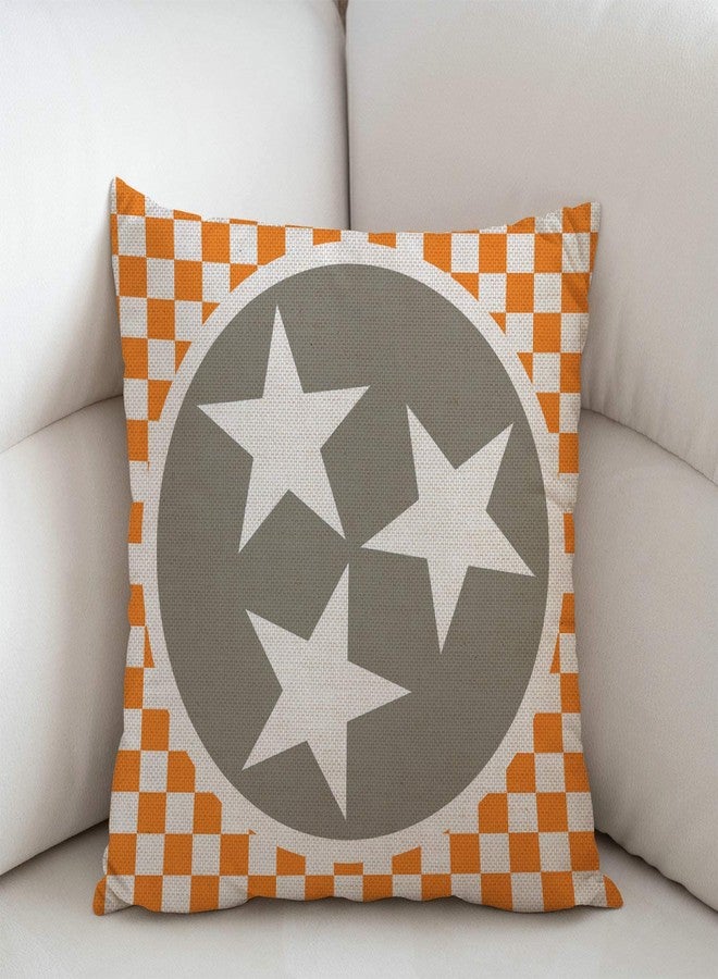 Swono Tennessee Cotton Linen Throw Pillow Case Tennessee Orange Grey Star Flag Printed Pillow Cushion Cover Home Sofa Decorative 18 X 18 Inch (Cushion Cover) - Image 2