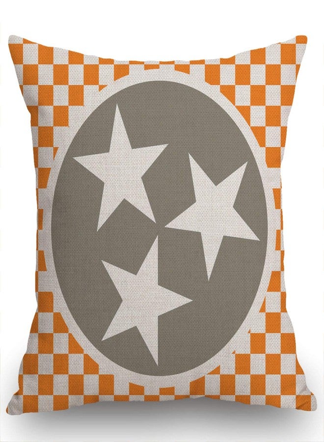 Swono Tennessee Cotton Linen Throw Pillow Case Tennessee Orange Grey Star Flag Printed Pillow Cushion Cover Home Sofa Decorative 18 X 18 Inch (Cushion Cover) - Image 1