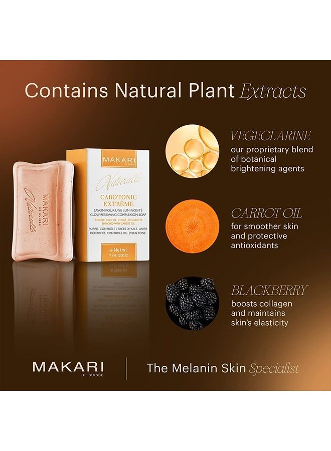 Makari Naturalle Carotonic Extreme Toning Soap (7oz) | Skin Brightening and Oil-Controlling Soap Bar | Helps Heal and Treat Acne | Promotes Even Skin Tone | For Combination, Oily, and Acne-Prone Skin - Image 4