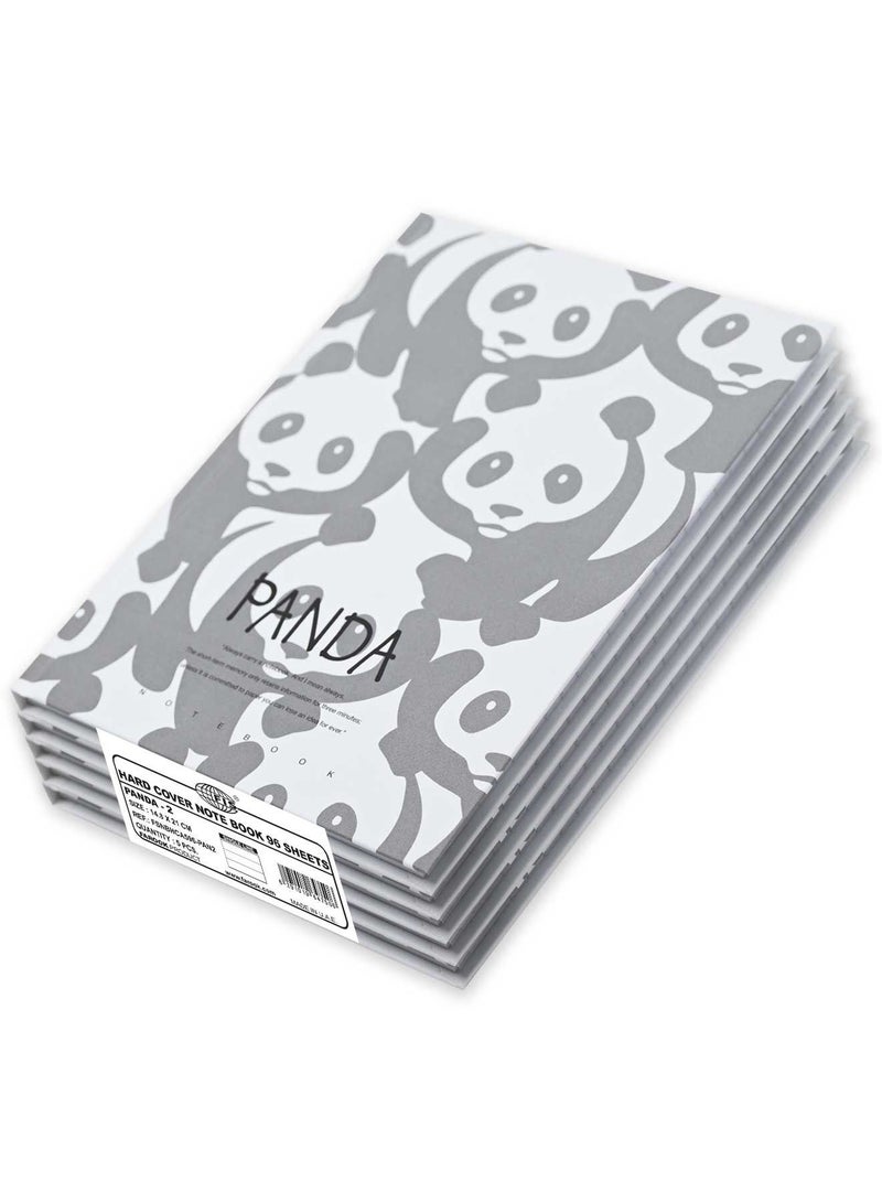 FIS 5 Pieces Hard Cover Notebook 96 Sheets A5 Panda Design - Image 1