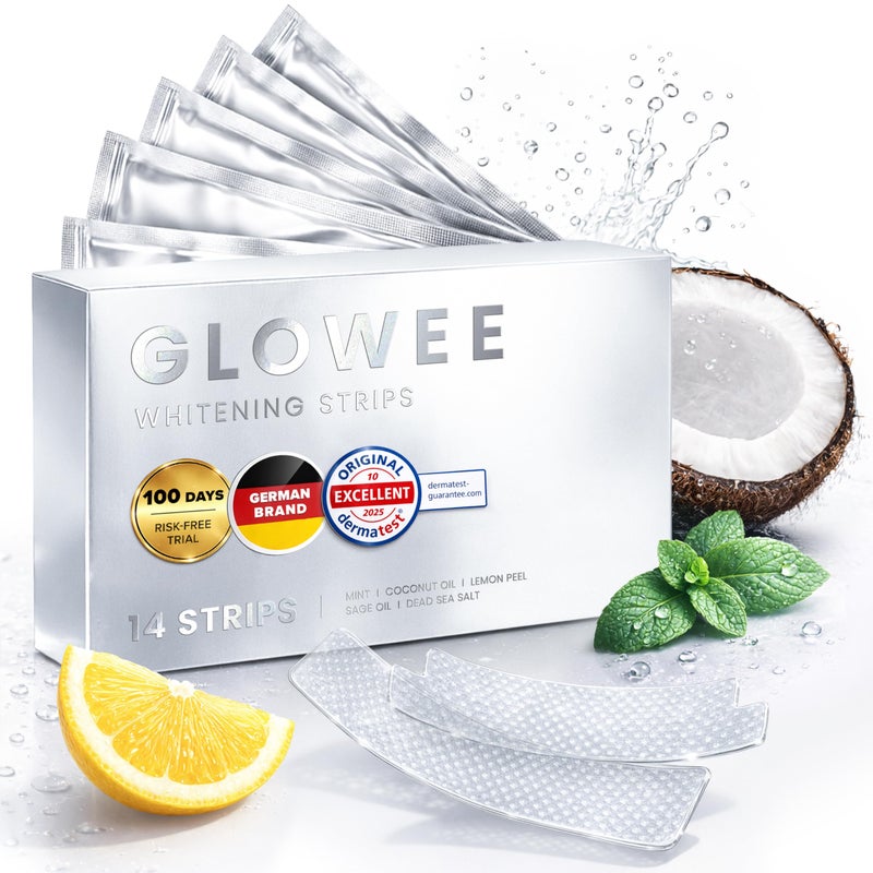 Glowee Gentle Teeth Whitening Strips - (14 Strips) Bleaching Teeth Free of Peroxide for a Radiant Smile - Gentle Tooth Whitening - 7 Applications - Image 1