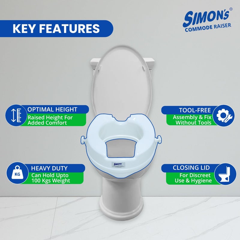 Simon's Simon’s Heavy-Duty 4 Inch Commode seat raiser – for elderly to sit and rise from commode toilets, portable seat extension for senior citizen with knee pain - Pack of 1 - Image 2
