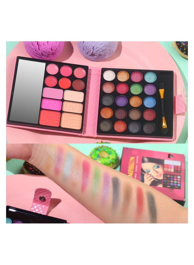 Excefore All in One Makeup Kit - 20 Eyeshadow, 6 Lip Glosses, 3 Blushers, 2 Powder, 1 Concealer, 1 Mirror, 1 Brush, Make Up Gift Set for Teen Girls, Beginners And Pros - Image 4