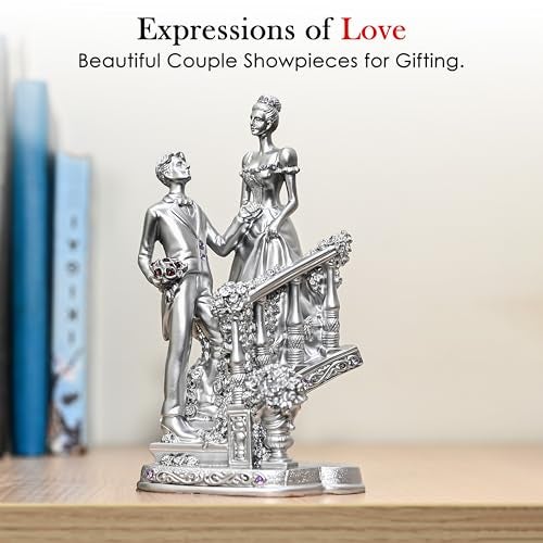 ZAICUS Romantic Couple Silver Finish Love Statue | Stairs Design for Engagement, Wedding Ideal Valentine's Day & Birthday Gift - Image 3