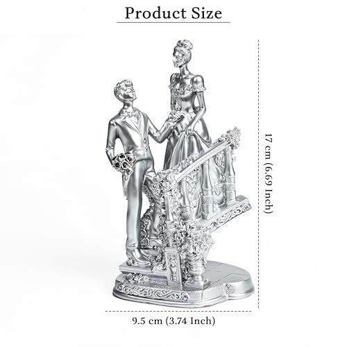 ZAICUS Romantic Couple Silver Finish Love Statue | Stairs Design for Engagement, Wedding Ideal Valentine's Day & Birthday Gift - Image 4