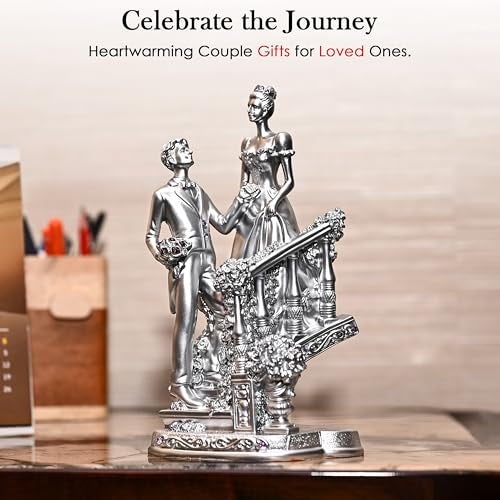 ZAICUS Romantic Couple Silver Finish Love Statue | Stairs Design for Engagement, Wedding Ideal Valentine's Day & Birthday Gift - Image 2