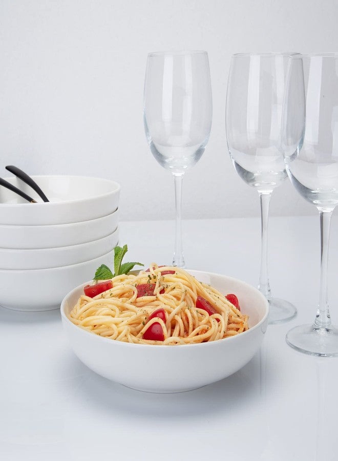 Cibeat 22 Ounce Porcelain Pasta Bowls Set 6 Pack Premium Ceramic Large Capacity Plates for Salad and Soup, Serving Bowl, Microwave & Dishwasher Safe (White) - Image 5