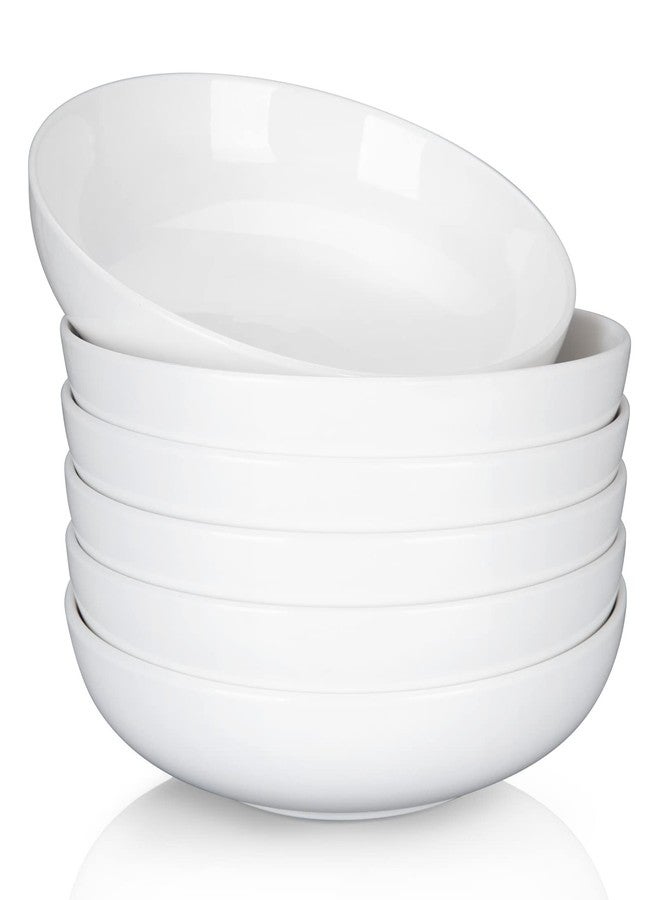 Cibeat 22 Ounce Porcelain Pasta Bowls Set 6 Pack Premium Ceramic Large Capacity Plates for Salad and Soup, Serving Bowl, Microwave & Dishwasher Safe (White) - Image 1