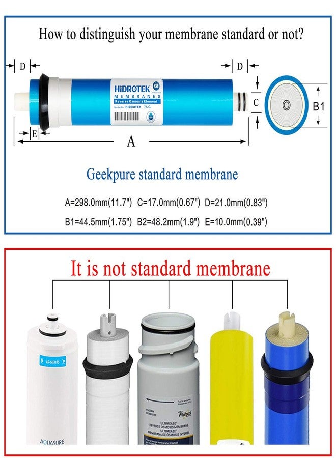Geekpure Universal Compatible 5 Stage Reverse Osmosis Replacement Filter Set with 75 GPD Membrane -Standard 10 Inch - Image 5