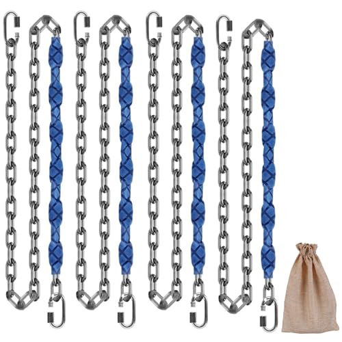 Dakzhou 4 Stainless Steel Chains 84 Swing Chains Heavy Duty Swing Hardware4 Quick Connection Buckles Indoor and Outdoor Playground Swings Hammocks Sandbags 1000 lb Capacity Blue - Image 1