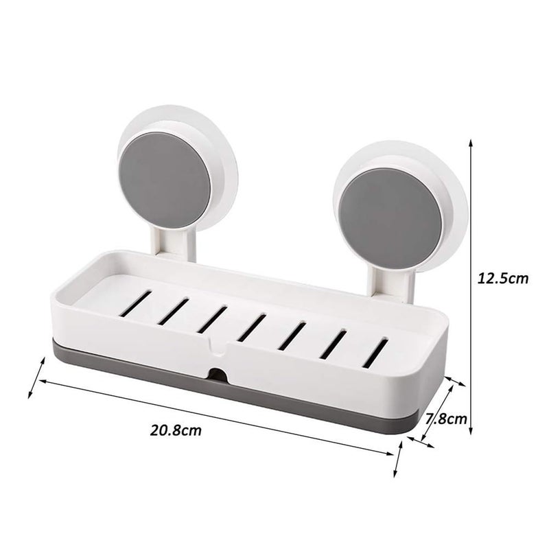 HYLOL Self Adhesive Magic Sticker Soap Holder for Bathroom | Soap Case Plastic Wall Mounted Drain Soap Box Ideal for Bathroom Non-Drill Wall Mount Soap Holder (White and Grey, Pack of 1) - Image 5