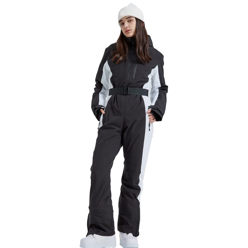 HOTIAN بدلة تزلج نسائية من هوتيان قطعة واحدة، تناسب نحيف، overall، jumpsuit، مقاومة للماء، شتاء، في الهواء الطلق، بدلات تزلج على الثلج - Image 1