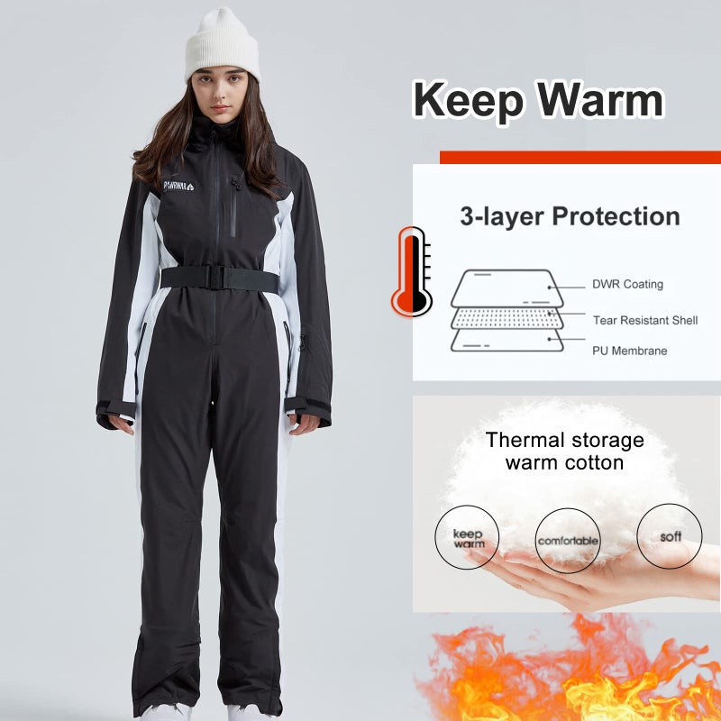 HOTIAN بدلة تزلج نسائية من هوتيان قطعة واحدة، تناسب نحيف، overall، jumpsuit، مقاومة للماء، شتاء، في الهواء الطلق، بدلات تزلج على الثلج - Image 4