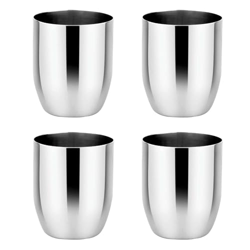 Ahimsa Stainless Steel Kids Cups Pediatrician Designed Premium Polished Toddler Cups for Open Cup Training 8oz 100 BPA Free Dishwasher Safe Classic Silver Set of 4 - Image 1