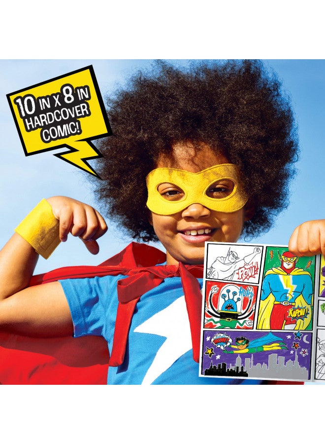 Made By Me Make Your Own Comic Book Storytelling Kit for Kids, 15-Page, Hardcover, How-to Draw Instructional Guide, Comic Inspired Stickers & Stamp, Holographic Stickers, 5 Vibrant Markers - Image 4