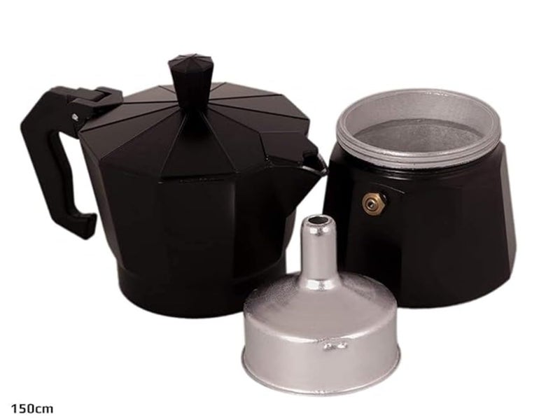 Harions Aluminium Italian Espresso Stove Coffee Maker Filter Coffee Percolator - Moka Pot (Black 3cup) - Image 5