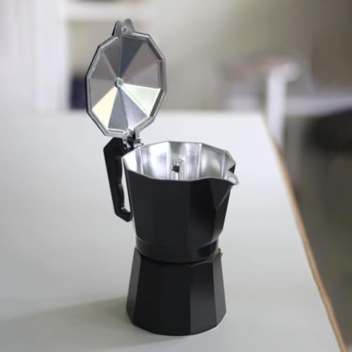 Harions Aluminium Italian Espresso Stove Coffee Maker Filter Coffee Percolator - Moka Pot (Black 3cup) - Image 4