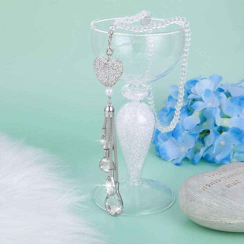 COBEE Heart Diamond Car Hanging Bling Pendant, Crystal Car Rear View Mirror Charms Car Car Interior Hanging Pendant Charm Decoration Lucky Decor Ornament Pendant Accessories for Women - Image 4