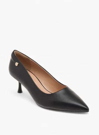 سيليست Womens Solid Slip-On Pumps With Pointed Toe And Kitten Heels