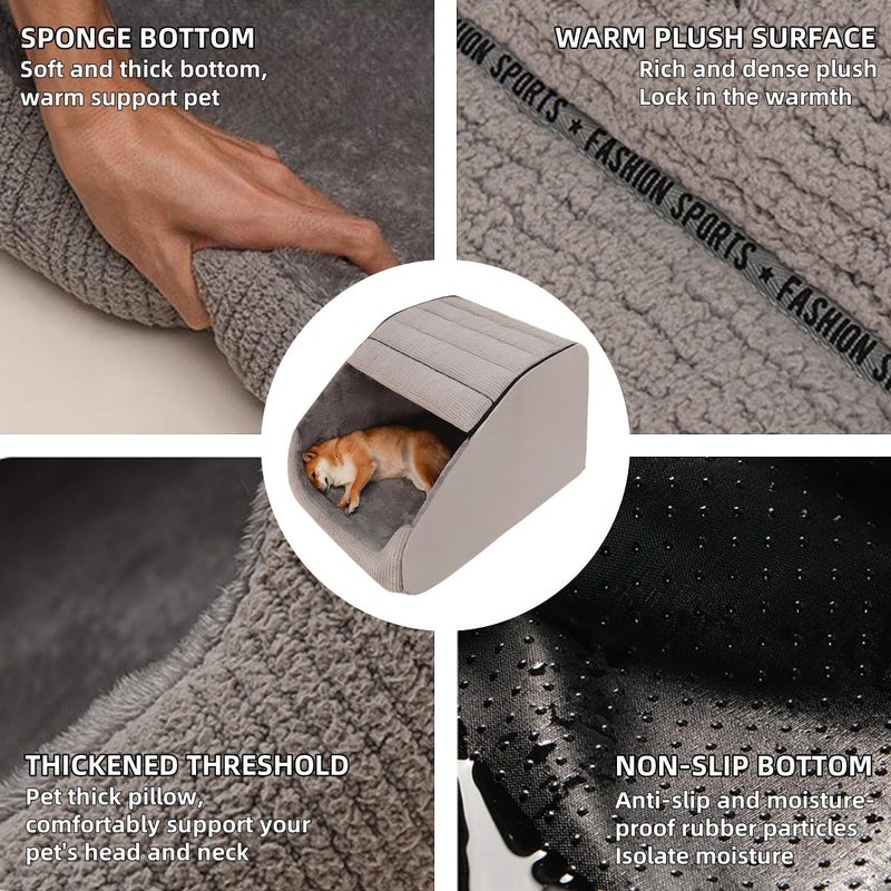 BXEBUI Extra Large Dog Bed House, Cozy Dog House Indoor, Memory Sponge, Plush Dog Cave Bed Crate Cushion with Non-Slip Bottom for Medium Large Dogs (Grey, XL) - Image 3