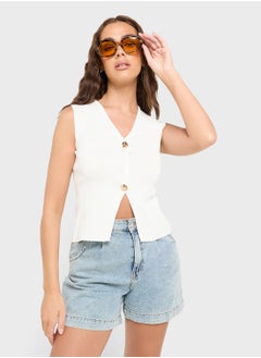 Ginger Knitted Button Down Vest  - Image 1