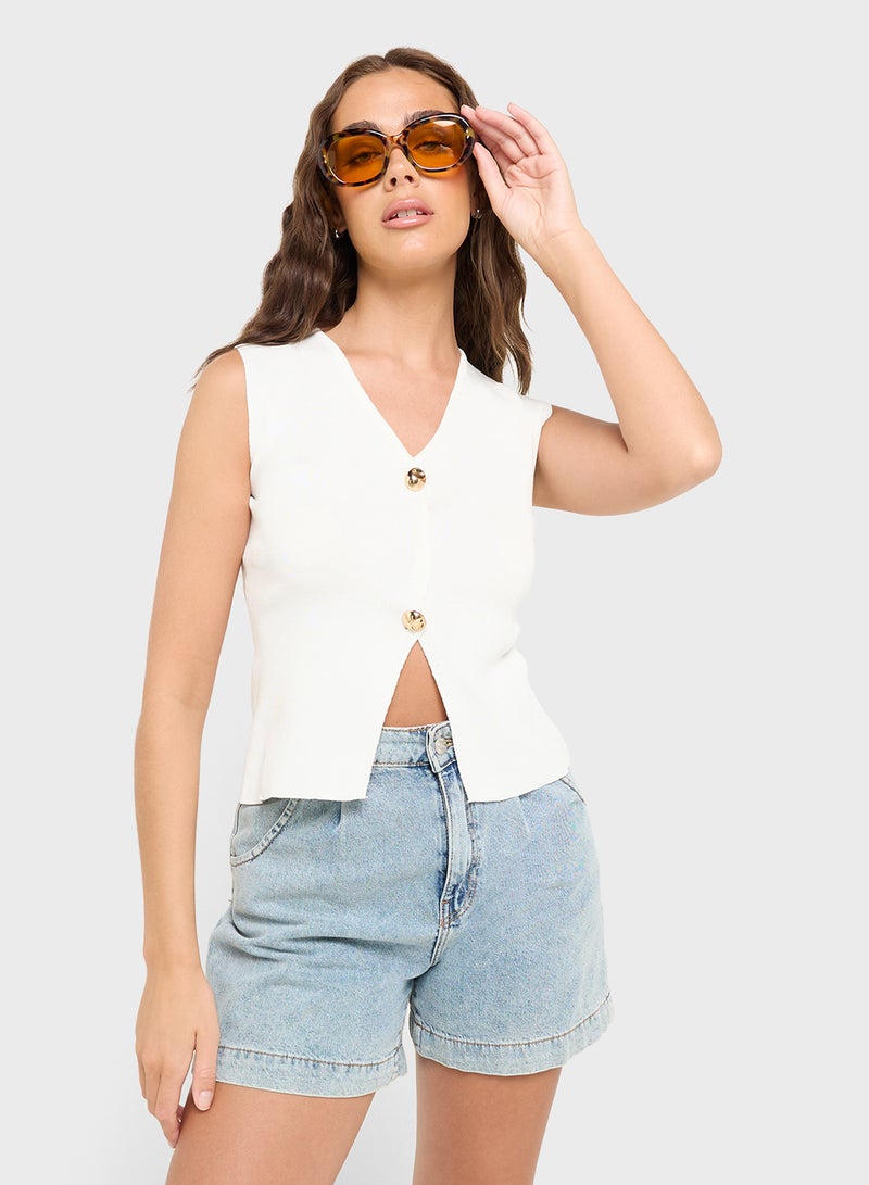 Ginger Knitted Button Down Vest  - Image 1
