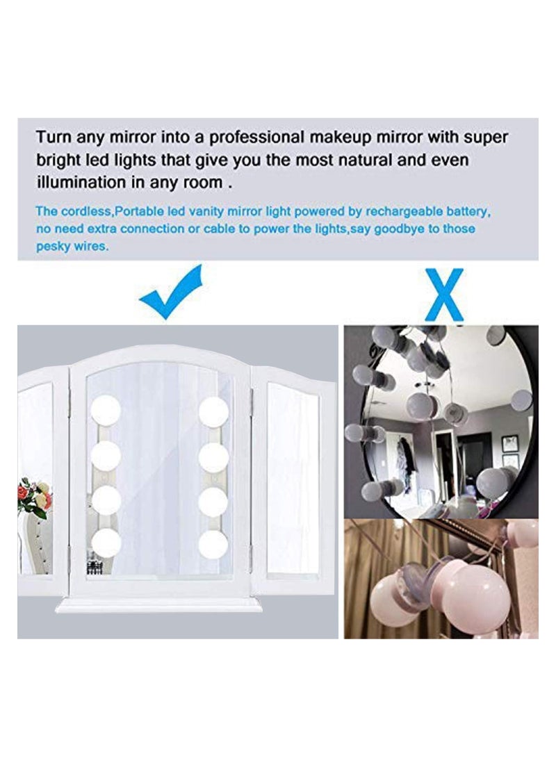 ELTRAZONE Portable LED Makeup Lights,Cordless Rechargeable Professional LED Vanity Mirror Light with 4 LED Bulbs,Simulated Daylight for Bathroom Makeup Dressing Table Lights,LED Mirror Lights,Dresser Lights - Image 3