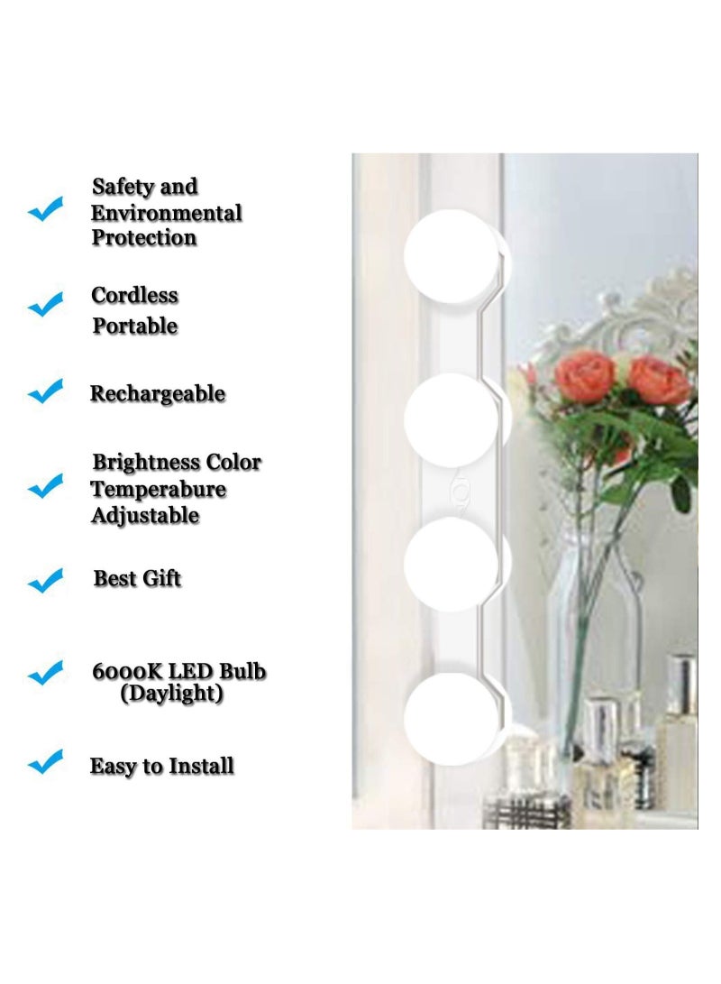 ELTRAZONE Portable LED Makeup Lights,Cordless Rechargeable Professional LED Vanity Mirror Light with 4 LED Bulbs,Simulated Daylight for Bathroom Makeup Dressing Table Lights,LED Mirror Lights,Dresser Lights - Image 2