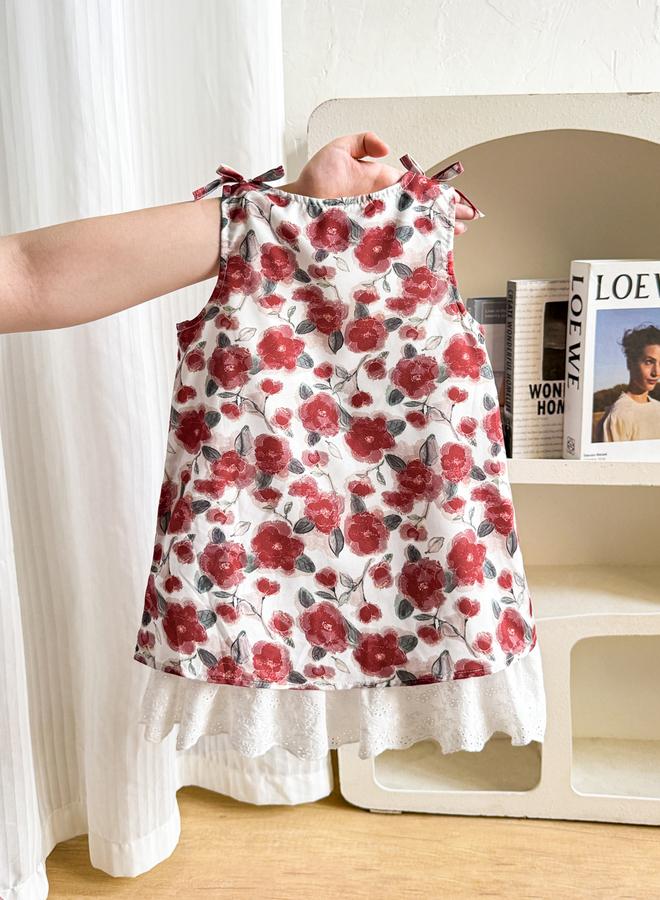 Take Two Girls Floral Print Sleeveless Ruffle Hem Mini Dress - Image 2