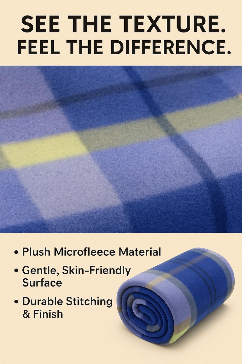 PWI Supersoft AC Blanket for Single Bed – Lightweight Fleece Blanket 60x90 Inches | Skin-Friendly, All-Season, Travel-Friendly, Ideal for AC Rooms & Mild Winters-Blue - Image 3