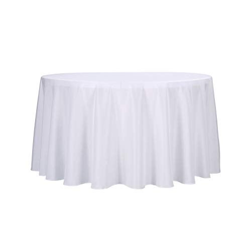 Ascoza 2 Pack 132 Inch White Round Tablecloth in Polyester Fabric for Wedding/Banquet/Restaurant/Parties - Image 2
