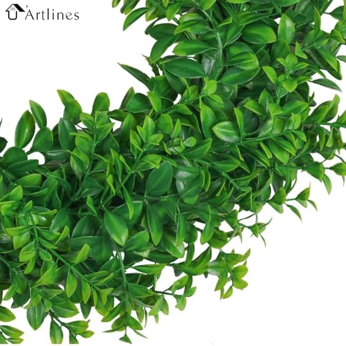 U'Artlines 17inch Front Door Wreaths Artificial Spring Summer Greenery Hanging Garland for Home Wedding Wall Window Decoration (17'inch Boxwood,1) - Image 3