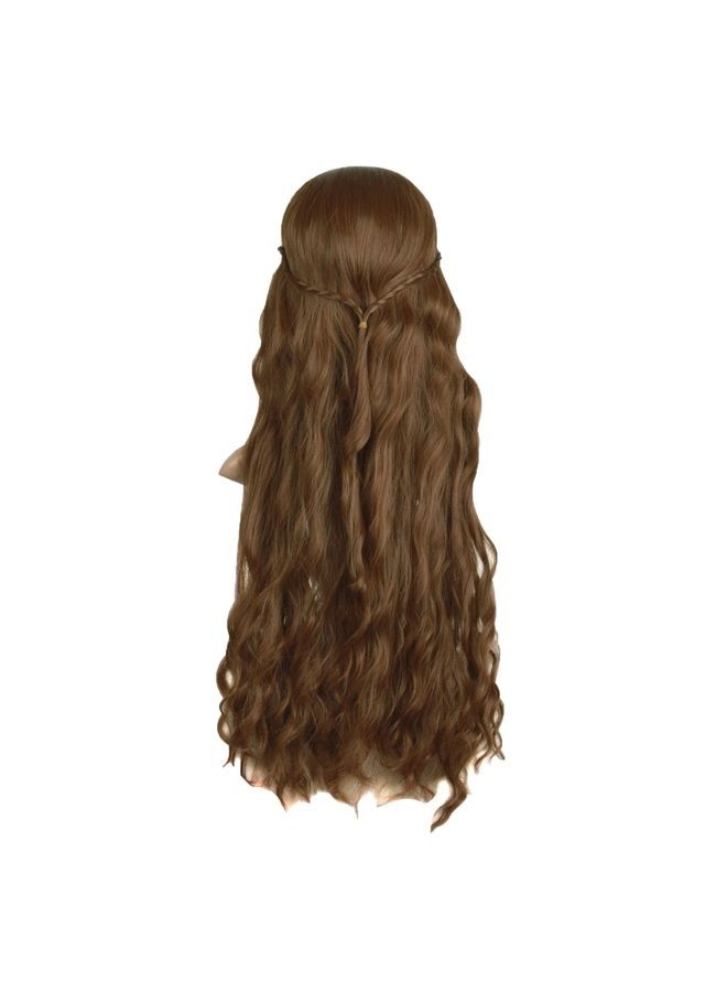 MapofBeauty 30 Inch/75cm Dignified and Elegant Side Bangs Women Long Wavy Curly Cosplay Braided Queen Wigs (Flax Brown) - Image 3