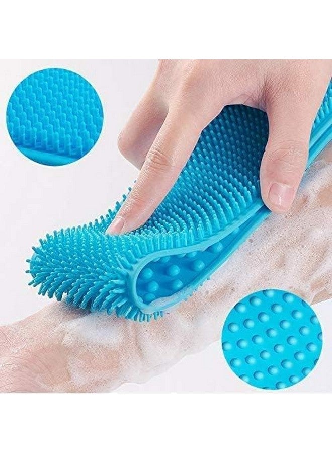 SARTHU Silicone Body Back Scrubber Double Side Bathing Brush for Skin Deep Cleaning Massage, Dead Skin Removal Exfoliating Belt for Shower, Easy to Clean (Random Multicolor Combo Pack of 2) - Image 2