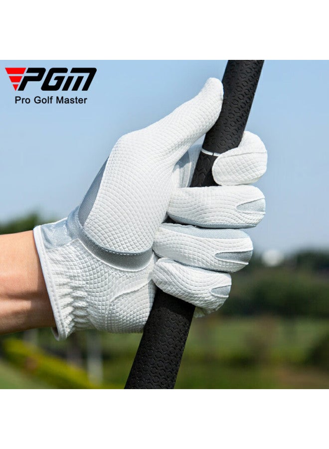 Pgm Golf Gloves Men Super Stretch Magic Gloves Non-slip Breathable Summer Silver Left Hand 2 Pieces XL Size - Image 1