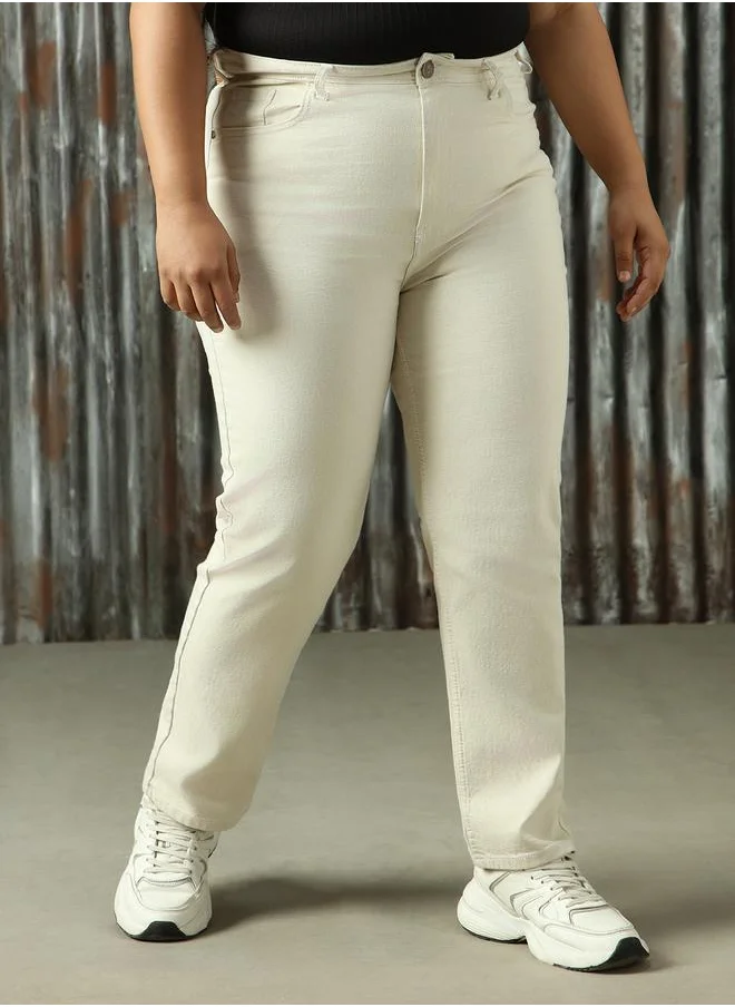 هاي ستار Women Straight Fit High-Rise Slash Knee Jeans