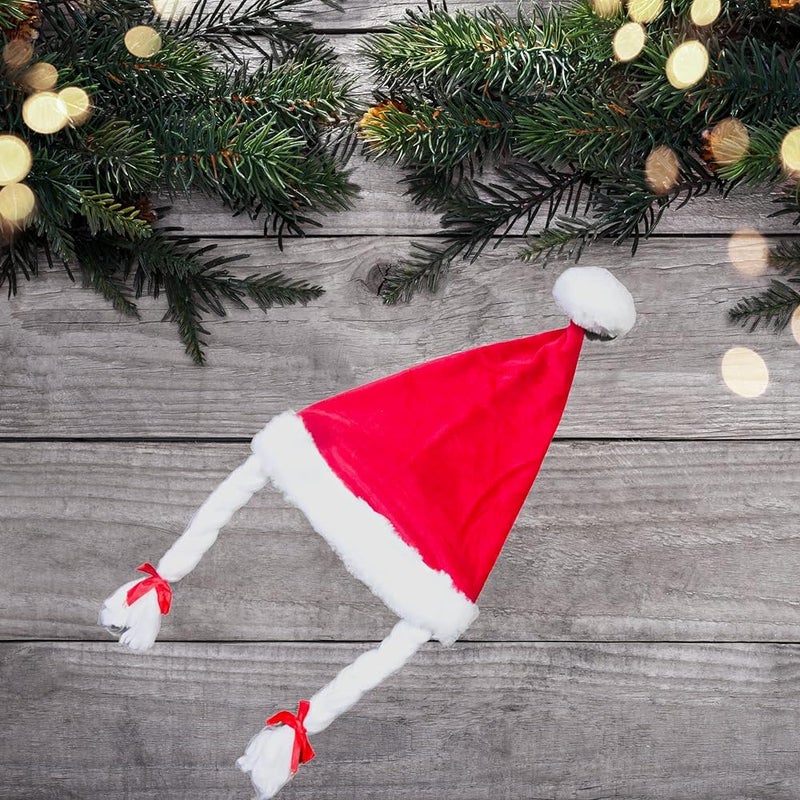 Evisha 2 Pcs Braid Plete Girls Christmas Caps Santa Caps Charistmas caps For Tree Decoration X-Mass Caps Hats Santa Caps Santa Claus Caps Girls - Image 4