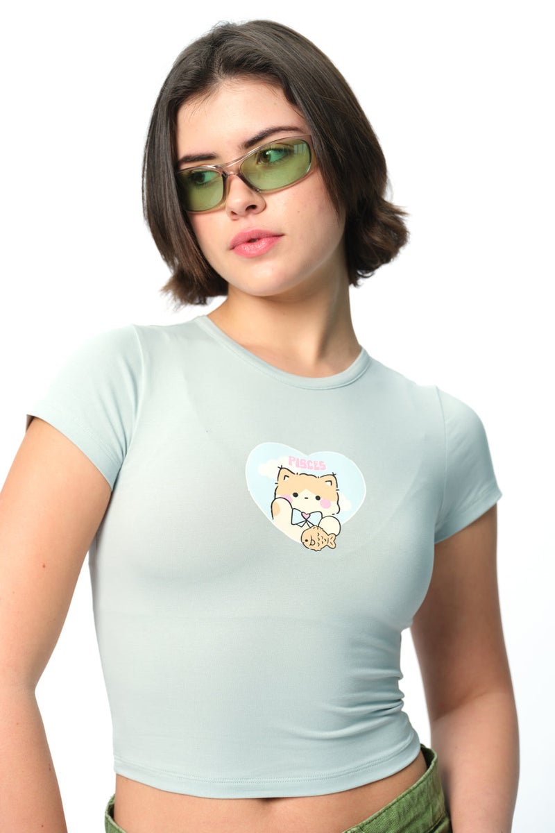 Bonkers Corner Pisces Power Long Length Baby Tee for Women's - Image 1