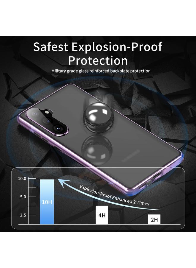 اس-توب جراب لهاتف Samsung Galaxy S25 5G HD غطاء كامل مغناطيسي معدني من الزجاج المقوى - Image 3